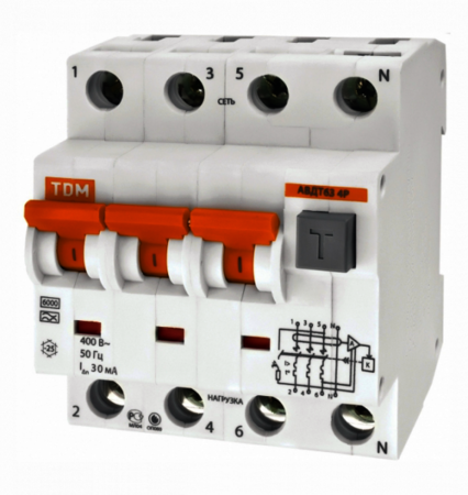 TDM ELECTRIC SQ0202-0027 АВДТ 63 4P C32 300мА - Автоматический Выключатель Дифференциального тока TDM